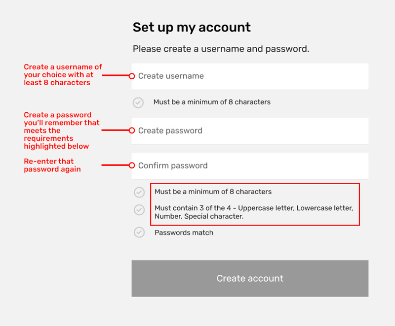 Login instructions creating your account SBTPG